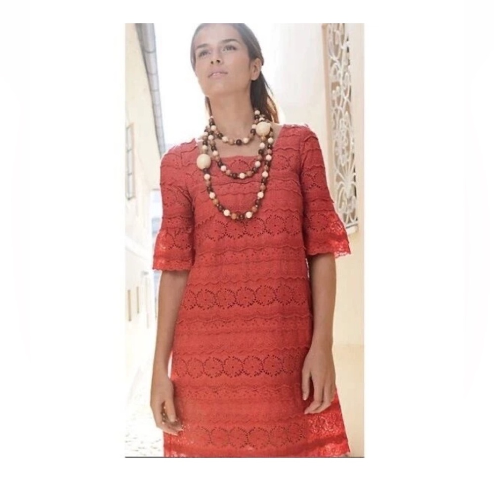 Anthropologie Moulinette Soeurs Women’s Dazzling Lights Red Eyelet Dress Size 6